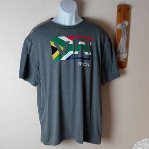 RVCA Gray Short Sleeve Tee Classic Crew Neck